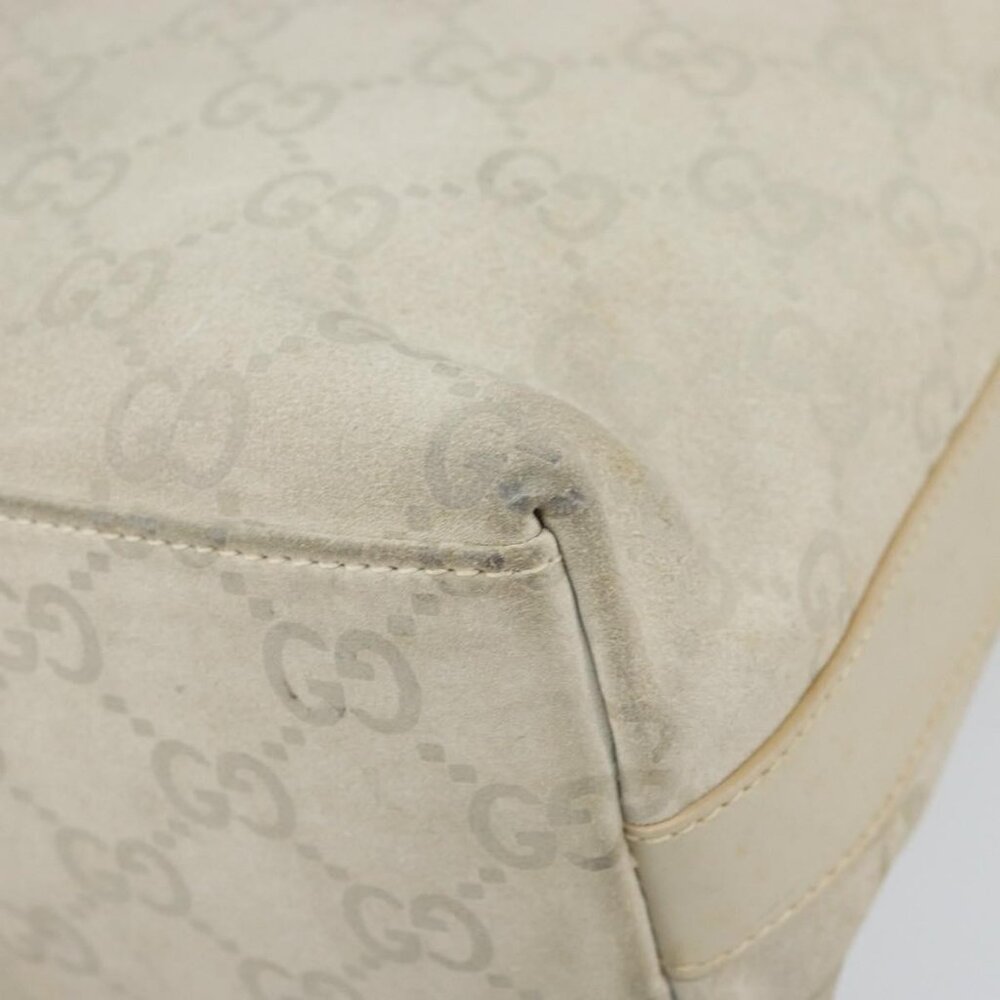 Authentic GUCCI GG Canvas Shoulder Bag Suede White Silver 000 0602 - Picture 2 of 16